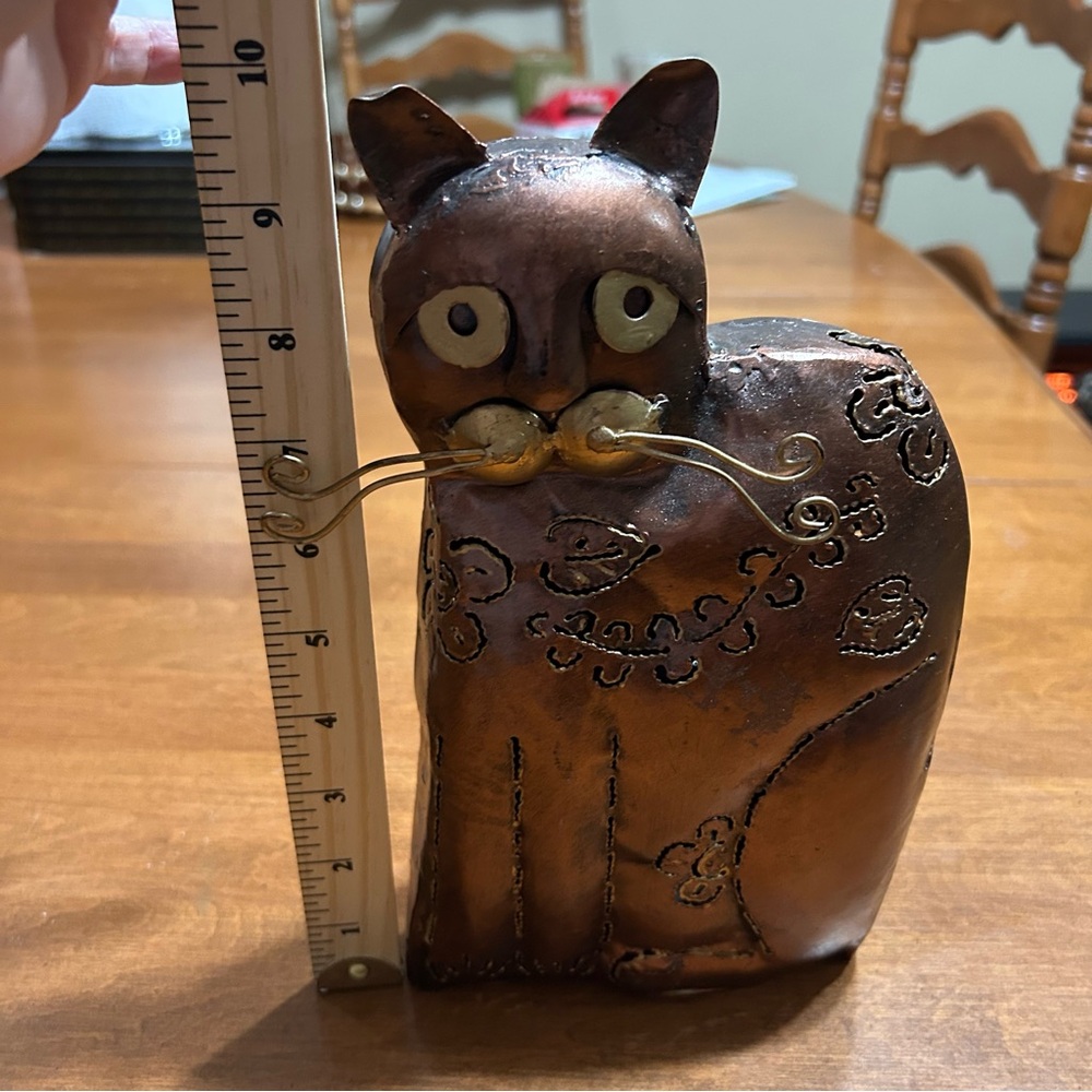 Metal Copper Tone Cat Art Deco Candle Holder table lantern for Tealight - Picture 8 of 13
